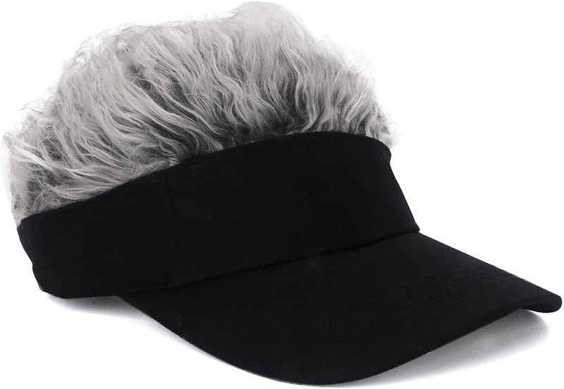 NNBDBVDHS Mens Visor with Hair Fake Hat with Hair for Men Funny Golf Hats Wig Hat Spiked Adjustable Baseball Cap - Image 2